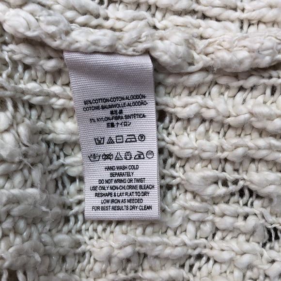 Free People Cotton V-Neck Off-White Oversized Cardigan- Size Small - Picture 9 of 9